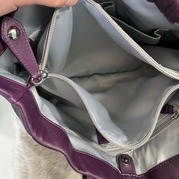 Coach Ashley Gathered Leather Satchel in Aubergine Purple F19452 - Picture 7 of 7